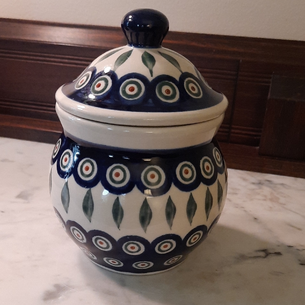 Polish Pottery Lidded Jar